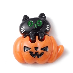 Cat Shape Cabochons en résine opaque halloween, noir, Motif de chat, 25x24.5x8.8mm