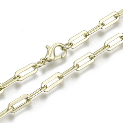 Light Gold Cadenas de clip de latón, Elaboración de collar de cadenas de cable alargadas dibujadas, con cierre de langosta, la luz de oro, 17.71 pulgada (45 cm) de largo, link: 4x10 mm, anillo de salto: 5x1 mm