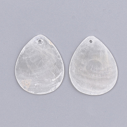 WhiteSmoke Capiz Shell Pendants, teardrop, WhiteSmoke, 39x30x1mm, Hole: 1.5mm