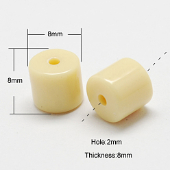 Light Yellow Solid Colour Acrylic Beads, Column, Light Yellow, 8x8x8mm, Hole: 2mm, about 1075pcs/500g