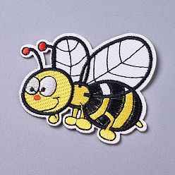 Jaune Fer à repasser informatisé / coudre des patchs, accessoires de costumes, appliques, abeilles, jaune, 62.5x72.5x1.5mm