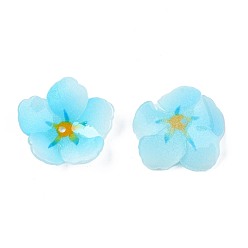 Deep Sky Blue Plastic Beads, Flower, Deep Sky Blue, 23x24x6mm, Hole: 1.4mm