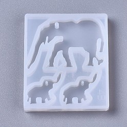 White Silicone Molds, Pendant Resin Casting Molds, For UV Resin, Epoxy Resin Jewelry Making, Elephant, White, 70x60x8mm, Hole: 1.9mm & 3mm
