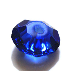 Синий Имитация Австрийские кристаллические шарики, класс AAA, граненые, плоско-круглые, синие, 8x4 мм, отверстие : 0.9~1 мм