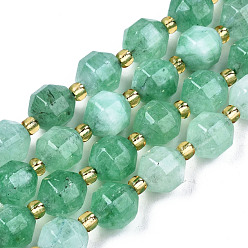Green Natural Dolomite Beads Strands, Faceted, Dyed, Round, Green, 10.5x9.5mm, Hole: 1.2mm, about 31pcs/strand, 15.04 inch~15.35 inch(38.2cm~39cm)