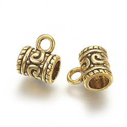 Oro Antiguo Fianzas de tubo de aleación de estilo tibetano, fianzas de bucle, sin plomo y el cadmio, abalorios de fianza, columna, oro antiguo, 9x7 mm, agujero: 2.5 mm