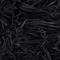 Negro Relleno de trituración de papel de corte arrugado de rafia, para envolver regalos y llenar canastas de pascua, negro, 2~3 mm, 50 g / bolsa