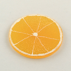 Orange Resin Fruit Pendants, Lemon/Flat Round, Orange, 48x3mm, Hole: 2mm