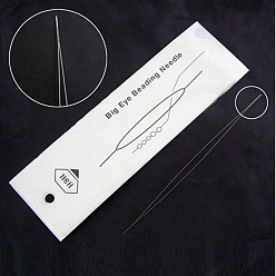Нержавеющая Сталь Цвет Иглы для бисероплетения из нержавеющей стали, игла для бисера, иглы для вышивания бисером, цвет нержавеющей стали, 57x0.3 мм