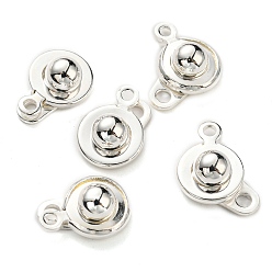 Silver 201 Stainless Steel Snap Clasps, Silver, 15x9x5mm, Hole: 1.5~1.8mm