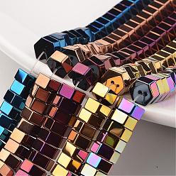 Mixed Color Electroplate Non-magnetic Synthetic Hematite Bead Strands, Hexagon, Mixed Color, 8x4mm, Hole: 1mm, about 97pcs/strand, 15.7 inch