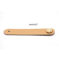 PeachPuff Leather Handle, Jewelry Box Accessories, with Aluminum Screws, PeachPuff, 140x25x11mm, Hole: 6mm