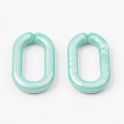 Pale Turquoise Opaque Acrylic Linking Rings, Quick Link Connectors, For Jewelry Cable Chains Making, Oval, Pale Turquoise, 27x16x4mm, Inner Diameter: 19x8mm, about 490pcs/500g