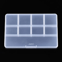 Clear Rectangle Polypropylene(PP) Bead Storage Containers, with Hinged Lid and 9 Grids, for Jewelry Small Accessories, Clear, 14.4x9.6x1.45cm, Compartment: 140x32mm and 34x26mm and 34x32mm