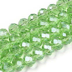 Verde Claro Abalorios de vidrio electrochapa, lustre de la perla chapado, facetados, Rondana plana, verde claro, 2.5x2 mm, agujero: 0.4 mm, sobre 170 unidades / cadena, 11.8 pulgada (30 cm)