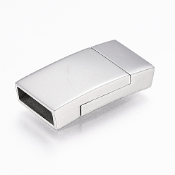 Stainless Steel Color 304 Stainless Steel Magnetic Clasps with Glue-in Ends, Rectangle, Stainless Steel Color, 23x11.5x4.5mm, Hole: 3x10mm