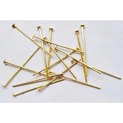 Golden Iron Flat Head Pins, Cadmium Free & Lead Free, Golden, 26x0.75~0.8mm, 11000pcs/1000g