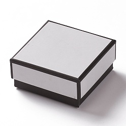 Blanco Cajas de joyas de cartón, con la esponja en el interior, para embalaje de regalo de joyería, plaza, blanco, 7.5x7.5x3.5 cm