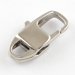 Stainless Steel Color Polished 316 Surgical Stainless Steel Lobster Claw Clasps, Stainless Steel Color, 17x9x4.5mm, Hole: 3mm