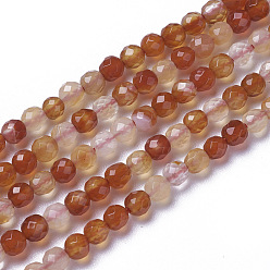 Natural Agate Natural Agate Beads Strands, Faceted, Round, 3.5~4x4mm, Hole: 0.4mm, about 98~105pcs/strand, 15.9~16.6 inch(40.4~42.2cm)