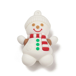 Muñeco de nieve Colgantes grandes de estilo navideño de plástico pvc, muñeco de nieve, 53x37x20.5 mm, agujero: 3 mm