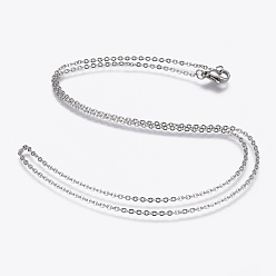 Stainless Steel Color 304 Stainless Steel Cable Chain Necklaces, with 304 Stainless Steel Clasps, Stainless Steel Color, 19.7 inch(50cm), 1.5mm