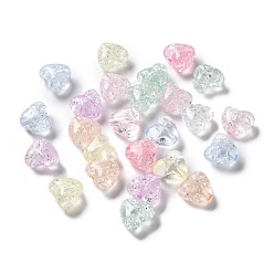 Couleur Mélangete Perles acryliques transparentes, cœur, couleur mixte, 9.5x10.5x6.5mm, Trou: 1.8mm