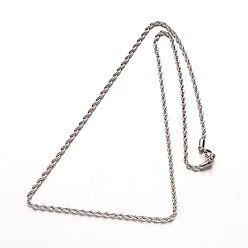 Нержавеющая Сталь Цвет 304 из нержавеющей стальной трос цепи ожерелья, с карабин-лобстерами , цвет нержавеющей стали, 23.7 дюйм (60.1 см), 3 мм