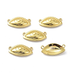 Real 18K Gold Plated Eco-Friendly Brass Links Connectors, Long-Lasting Plated, Evil Eye, Real 18K Gold Plated, 11x22x4mm, Hole: 1.4mm