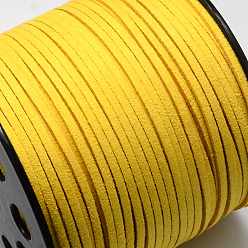 Oro Cordón de gamuza sintética ecológico, encaje de imitación de gamuza, oro, 3.0x1.4 mm, aproximadamente 98.42 yardas (90 m) / rollo
