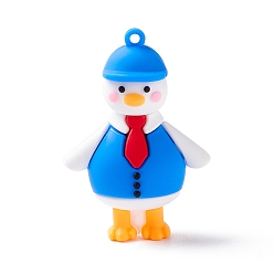 Bleu Dodger Pendentifs de poupée de canard de dessin animé en pvc, pour porte-clés, Dodger bleu, 61x42x24mm, Trou: 3mm