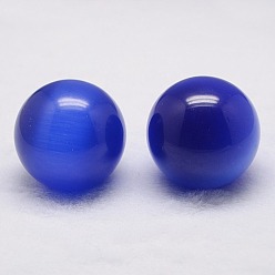 Blue Cat Eye Sphere Ball Display Decoration, with Wood Base, Home Decoration, Blue, 38~40mm, Display Bases For Gemstone: 30x12mm