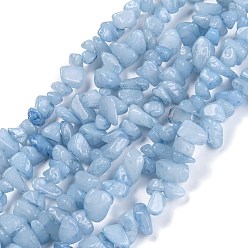 Aigue-marine Brins de perles aquamarine naturelles teints, puce, 3~16x3~8mm, Trou: 0.7mm, 32.28'' (82 cm)