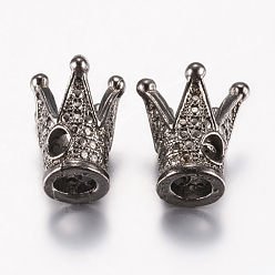 Bronze Perles en alliage de style tibétain, couronne, gris anthracite, 13x11~12mm, Trou: 2.5mm