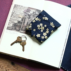 Прусский Синий Прямоугольные подарочные пакеты для ювелирных изделий из ткани в китайском стиле, кошелек для мелочи, цветочным узором, берлинская лазурь, 11x10 см