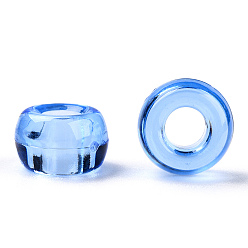 Cornflower Blue Transparent Plastic Beads, Barrel, Cornflower Blue, 9x6mm, Hole: 3.8mm, about 1950pcs/500g
