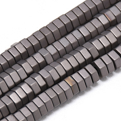Black Plated Electroplate Non-magnetic Synthetic Hematite Beads Strands, Matte Style, Hexagon, Black Plated, 6x5x2mm, Hole: 2mm, about 182pcs/strand, 16.1 inch