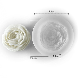 Blanc Moules en silicone de qualité alimentaire pour bougies parfumées aux fleurs, moules à bougies, moule à bougie d'aromathérapie, blanc, 7.6x7.6x2.7 cm