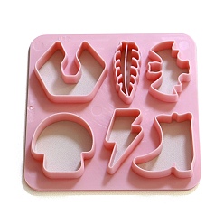 Pink Outils de pâte à modeler en plastique, coupe-pâte d'argile, les moules, outils de modélisation, jouets en argile à modeler pour enfants, champignon/feuille/chauve-souris, rose, 10x10 cm