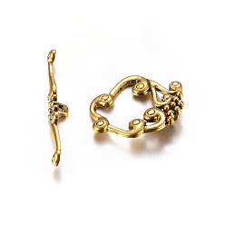 Oro Antiguo Cierres de aleación, sin plomo y cadmio, oro antiguo, flor: 24x27x2 mm, bar: 41x6x2 mm, agujero: 1.5 mm