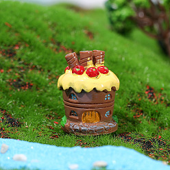Coconut Marrón Mini casa de pasteles en miniatura de resina, decoraciones de micro paisajes para el hogar, Para accesorios de casa de muñecas de jardín de hadas, decoraciones de utilería, coco marrón, 24x30 mm