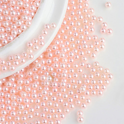 Pink ABS Plastic Imitation Pearl Beads, Flower, Pink, 10x10.5x5mm, Hole: 1mm, about 1000pcs/bag