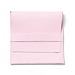 Pink Microfiber Jewelry Pouches, Foldable Gift Bags, for Ring Necklace Earring Bracelet Jewelry, Square, Pink, 10.1x9.8x0.3cm