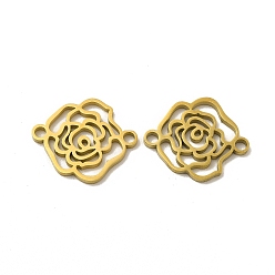 Golden Ion Plating(IP) 304 Stainless Steel Connector Charms, Rose Links, Golden, 17.5x15x1.5mm, Hole: 1.8mm