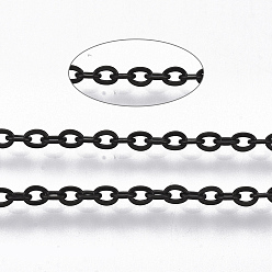 Gunmetal 304 Stainless Steel Cable Chains, Soldered, Flat Oval, Gunmetal, 2.7x2x0.4mm, about 6.56 Feet(2m)/strand