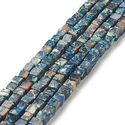 Имперская яшма Натуральные имперские нитки из бисера яшмы, окрашенные, кубические, 5x4.5x4.5 мм, отверстие : 0.6 мм, около 85 шт / нитка, 15.28 дюйм (38.8 см)