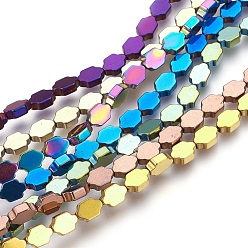 Mixed Color Electroplated Non-magnetic Synthetic Hematite Beads Strands, Polish, Longevity Lock, Mixed Color, 6x4x2mm, Hole: 1mm, about 70pcs/strand, 16.02 inch(40.7cm)