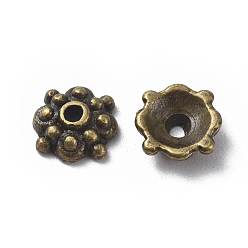 Antique Bronze Tibetan Style Alloy Caps, Lead Free and Cadmium Free, Antique Bronze, 8x3mm, Hole: 1mm