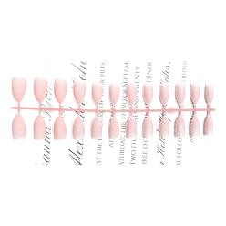 Розовый Твердый пластиковый пресс с полным покрытием на накладных кончиках ногтей, нейл-арт съемный маникюр слезинка, туманная роза, 19~26x11.6~20 мм, 24 шт / комплект