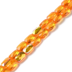 Темно-Оранжевый Прозрачные стеклянные бусины гальваническим пряди, AB цвет, прямоугольник граненый, темно-оранжевый, 7x4.5x3.5 мм, отверстие : 1.2 мм, около 77~71 шт / нитка, 21.06''~22.44'' (53.5~57 см)